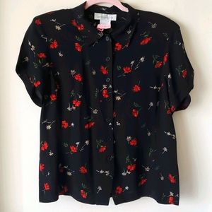 Jones New York vintage silk floral button up